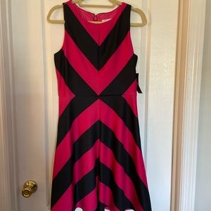 Black and Bright Pink Chevron Dress